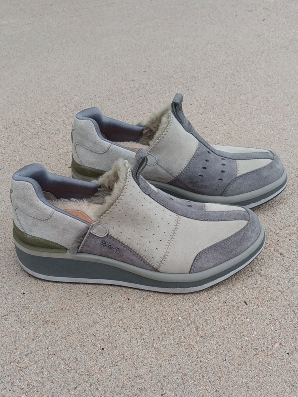 Deckers X Lab Grey Sneakers Shearling Suede Slip On Shoes Womens 10